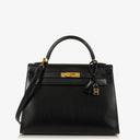 Hermes Kelly 32 Sellier Vintage Black Box Calf With Gold Hardware, 2003