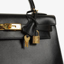 Hermes Kelly 32 Sellier Vintage Black Box Calf With Gold Hardware, 2003