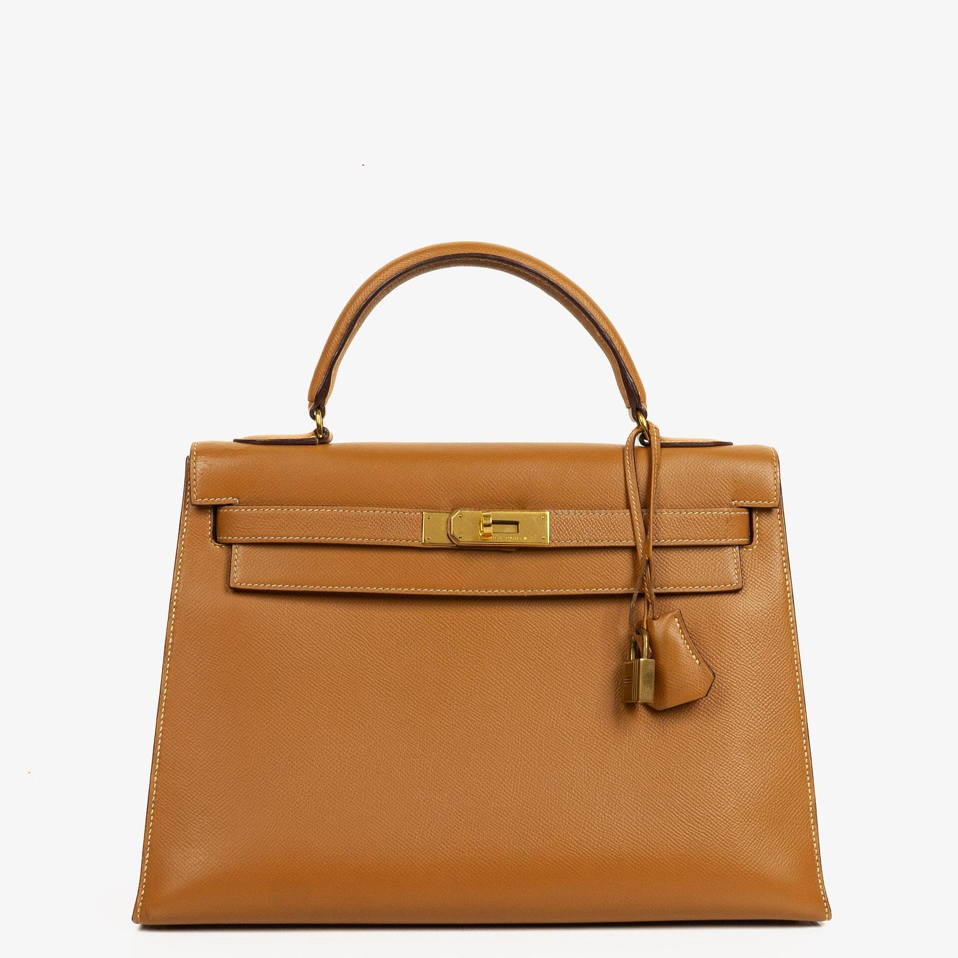 Hermes Kelly 32 Sellier Gold Courchevel GHW, 1990