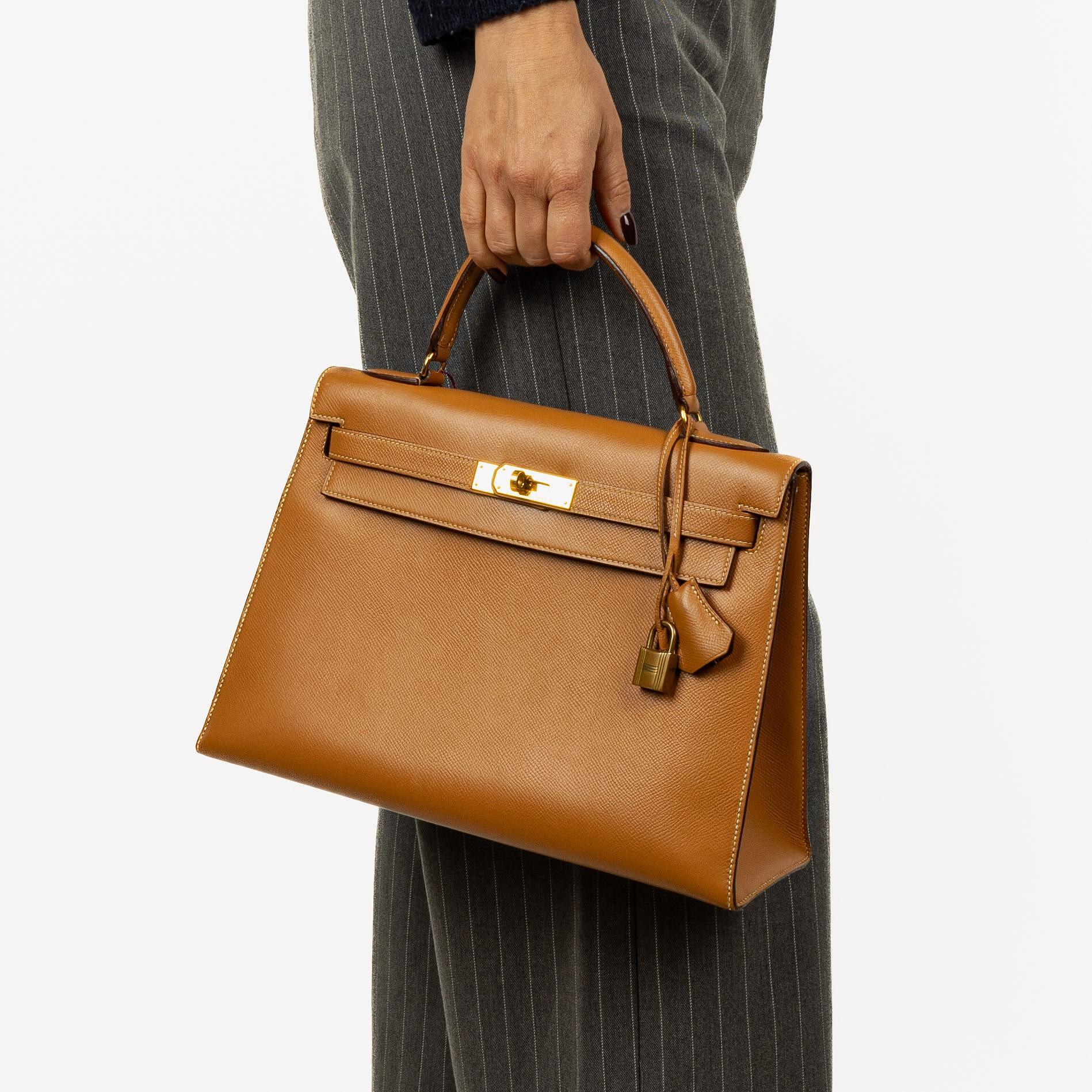 Hermes Kelly 32 Sellier Gold Courchevel GHW, 1990
