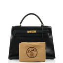 Hermes Kelly 32 Vintage Sellier Black Box Calf Leather With Gold Hardware