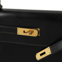 Hermes Kelly 32 Vintage Sellier Black Box Calf Leather With Gold Hardware