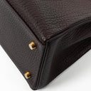 Hermès Kelly 35 Retourne Marron Fonce Fjord Leather With Gold Hardware