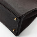 Hermès Kelly 35 Retourne Marron Fonce Fjord Leather With Gold Hardware