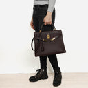 Hermès Kelly 35 Retourne Marron Fonce Fjord Leather With Gold Hardware