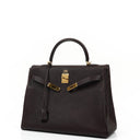Hermès Kelly 35 Retourne Marron Fonce Fjord Leather With Gold Hardware