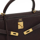 Hermès Kelly 35 Retourne Marron Fonce Fjord Leather With Gold Hardware