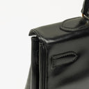 Hermes Kelly 35 Retourne Vintage Black Box Calf Gold Hardware,1987