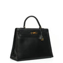 Hermes Kelly 35 Sellier Vintage Black Box Calf With Gold Hardware, 1977