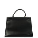 Hermes Kelly 35 Sellier Vintage Black Box Calf With Gold Hardware, 1977