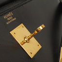 Hermes Kelly 35 Sellier Vintage Black Box Calf With Gold Hardware, 1977