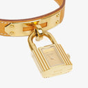 Hermes Kelly Beige Leather Gold Plated Watch