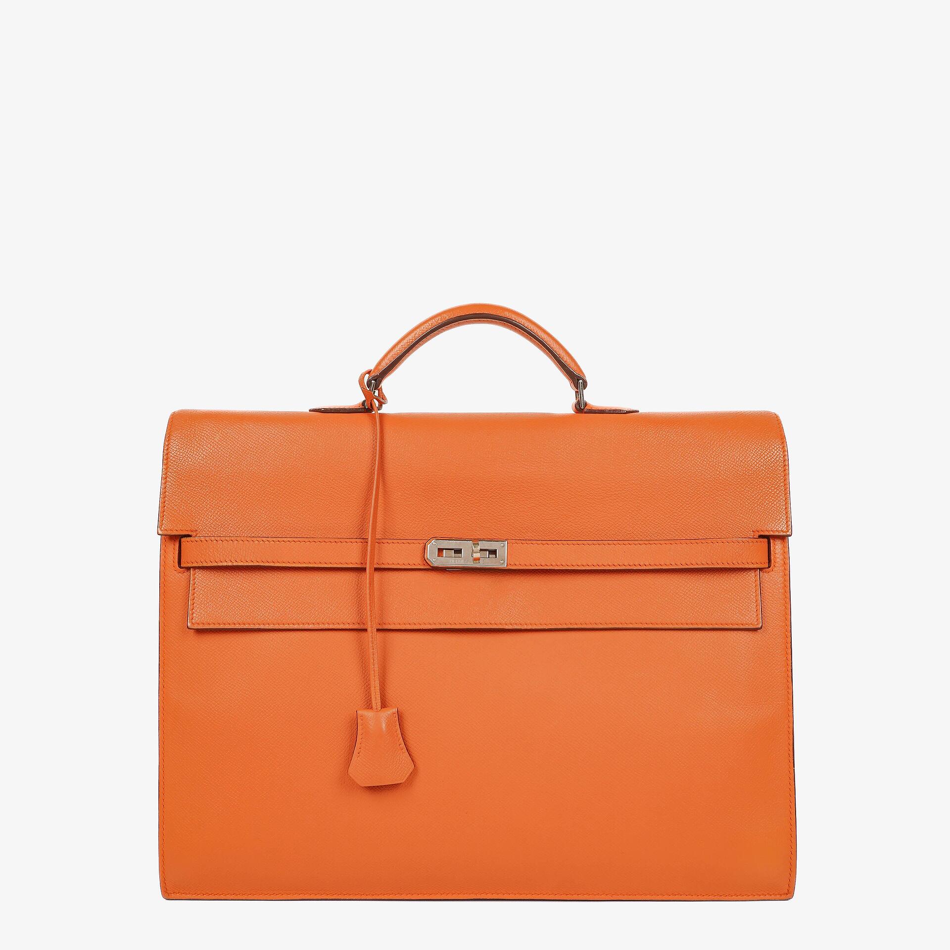 Hermes Kelly Depeche 38 Orange Epson Leather Bag