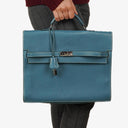 Hermes Kelly Depeches 34 Bleu Jean Epsom With Palladium Hardware, 2006