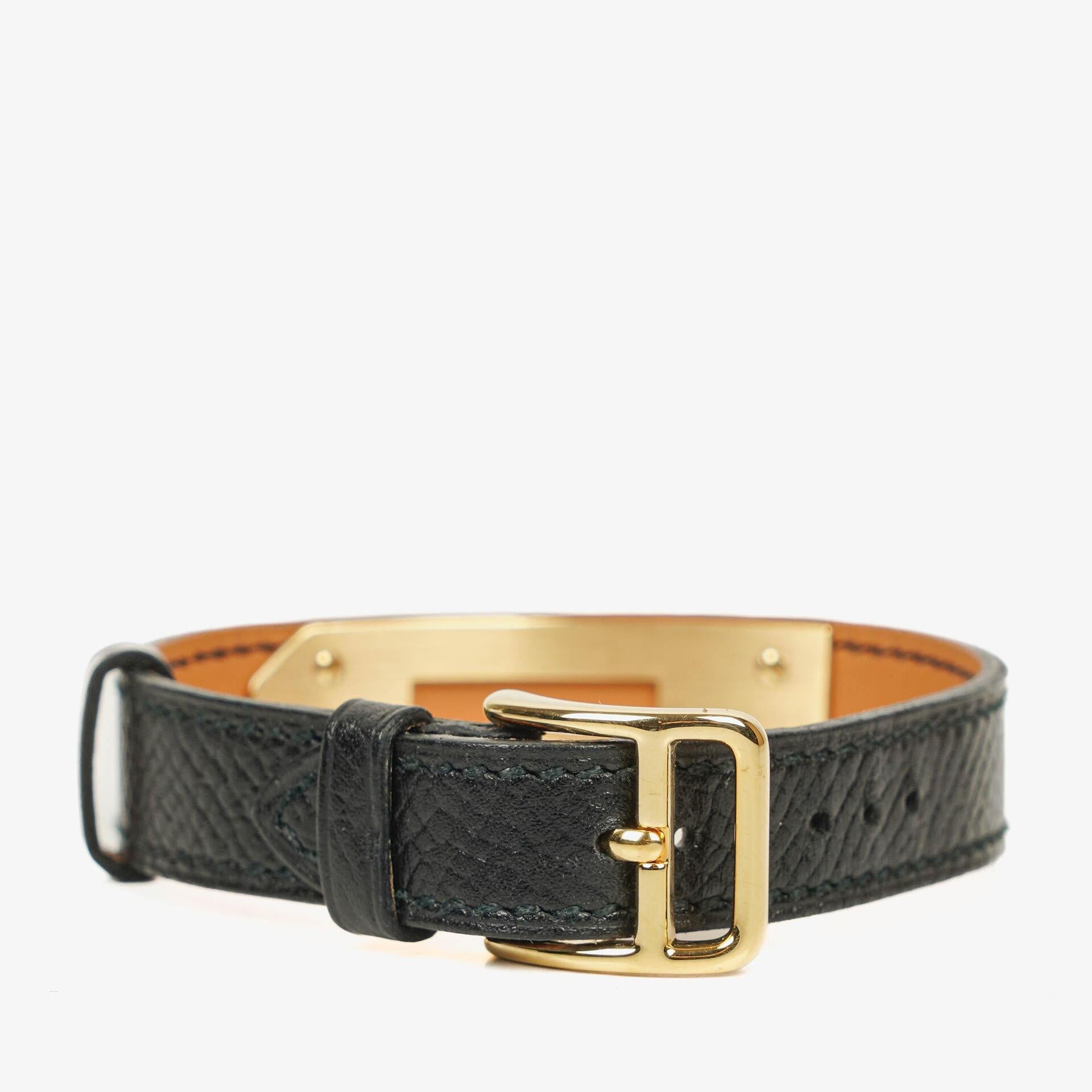 Hermes Kelly Noir Courchevel Leather Gold Plated Watch
