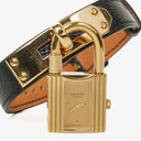 Hermes Kelly Noir Courchevel Leather Gold Plated Watch