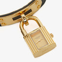 Hermes Kelly Noir Courchevel Leather Gold Plated Watch