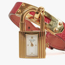 Hermes Kelly Rouge Courchevel Leather Gold Plated Watch