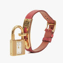 Hermes Kelly Rouge Courchevel Leather Gold Plated Watch