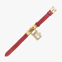Hermes Kelly Rouge Courchevel Leather Gold Plated Watch