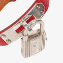 Hermes Kelly Rouge Courchevel Leather Silver-Tone Watch