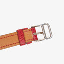 Hermes Kelly Rouge Courchevel Leather Silver-Tone Watch