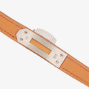 Hermes Kelly Rouge Courchevel Leather Silver-Tone Watch