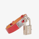 Hermes Kelly Rouge Courchevel Leather Silver-Tone Watch
