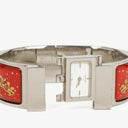 Hermes Loquet Bangle Red And Silver Quartz Watch L01.110