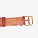 Hermes Medor Red Courchevel Leather Gold Plated Watch With Pyramid Stud Case
