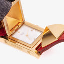 Hermes Medor Red Courchevel Leather Gold Plated Watch With Pyramid Stud Case