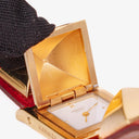 Hermes Medor Red Courchevel Leather Gold Plated Watch With Pyramid Stud Case