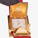 Hermes Medor Red Courchevel Leather Gold Plated Watch With Pyramid Stud Case