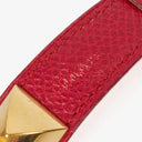 Hermes Medor Red Courchevel Leather Gold Plated Watch With Pyramid Stud Case