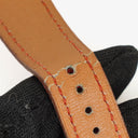 Hermes Medor Red Courchevel Leather Gold Plated Watch With Pyramid Stud Case
