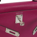 Hermes Mini Kelly Sellier Chevre Mysore Rose Pourpre Purple With Palladium Hardware