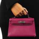 Hermes Mini Kelly Sellier Chevre Mysore Rose Pourpre Purple With Palladium Hardware
