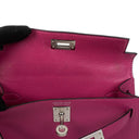 Hermes Mini Kelly Sellier Chevre Mysore Rose Pourpre Purple With Palladium Hardware