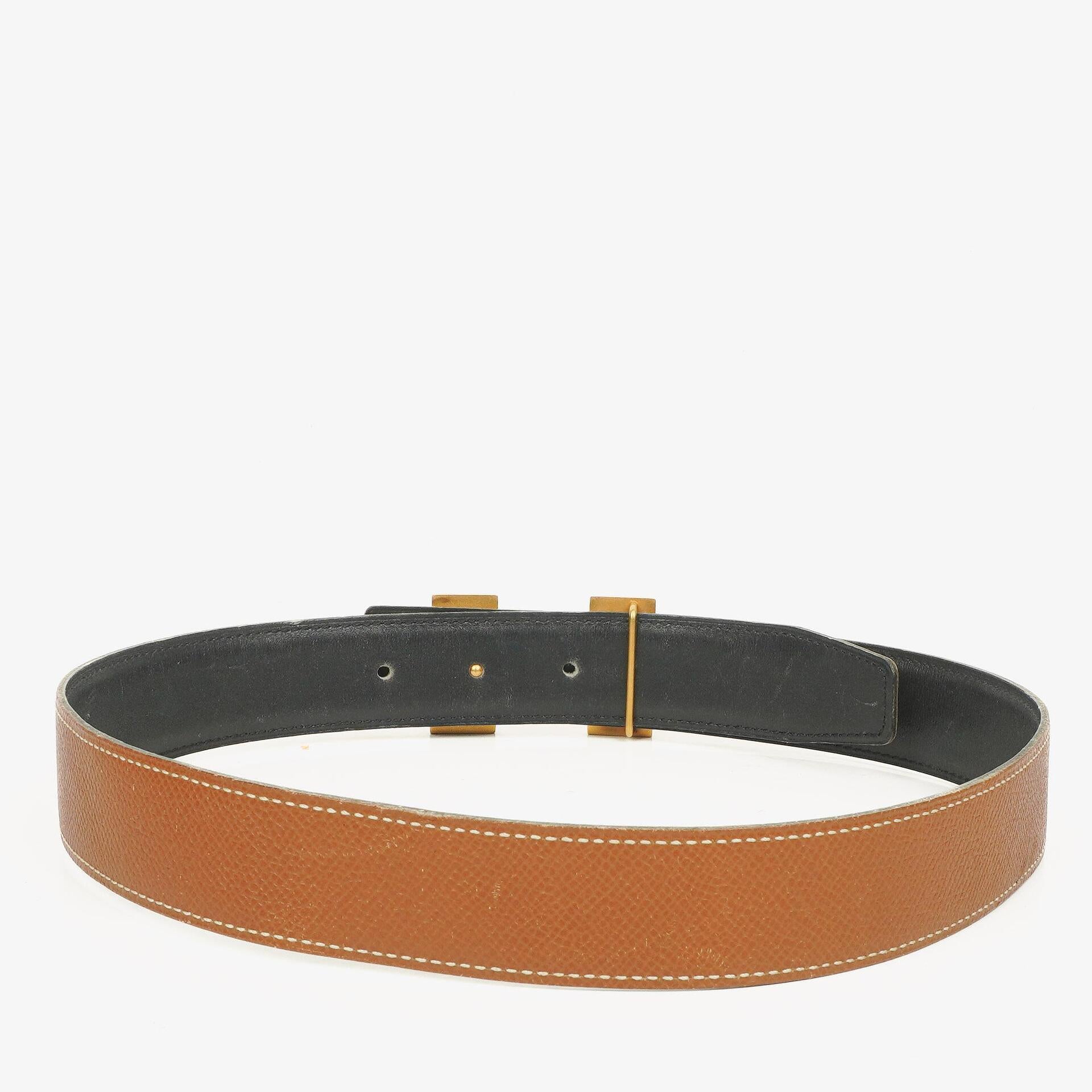 Hermes Navy Gold Box 30mm Reversible H Belt 65