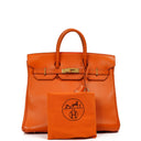 Hermes Orange Swift Leather HAC Birkin 32 With Gold Hardware