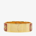 Hermes Red Equestrian Enamel and Gold Plated Loquet Bangle Quartz Watch L01.200