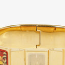 Hermes Red Equestrian Enamel and Gold Plated Loquet Bangle Quartz Watch L01.200