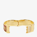 Hermes Red Equestrian Enamel and Gold Plated Loquet Bangle Quartz Watch L01.200