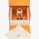 Hermes Red Equestrian Enamel and Gold Plated Loquet Bangle Quartz Watch L01.200