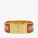 Hermes Red Equestrian Enamel and Gold Plated Loquet Bangle Quartz Watch L01.201