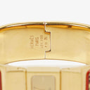Hermes Red Equestrian Enamel and Gold Plated Loquet Bangle Quartz Watch L01.201
