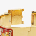 Hermes Red Equestrian Enamel and Gold Plated Loquet Bangle Quartz Watch L01.201