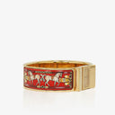 Hermes Red Equestrian Enamel and Gold Plated Loquet Bangle Quartz Watch L01.201