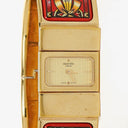 Hermes Red Equestrian Enamel and Gold Plated Loquet Bangle Quartz Watch L01.201