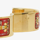 Hermes Red Equestrian Enamel and Gold Plated Loquet Bangle Quartz Watch L01.201